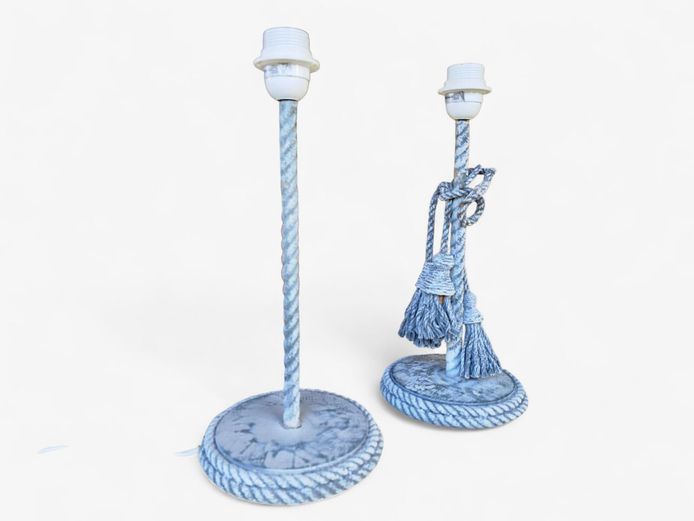 Pair of Rope Style Painted Lamps