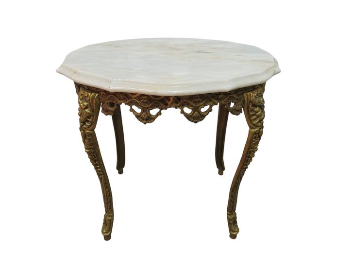 Vintage Brass and Marble Occasional Table