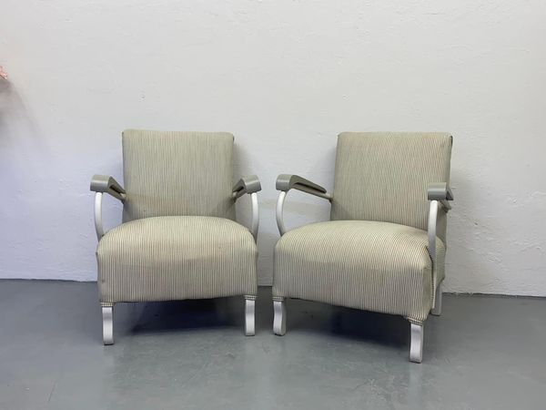 Pair arm chairs  Newly refurbished and upholstered