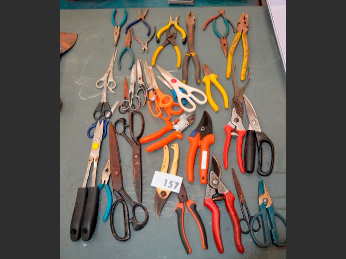 ASSORTED SHEARS, SCISSORS, PLIERS, etc
