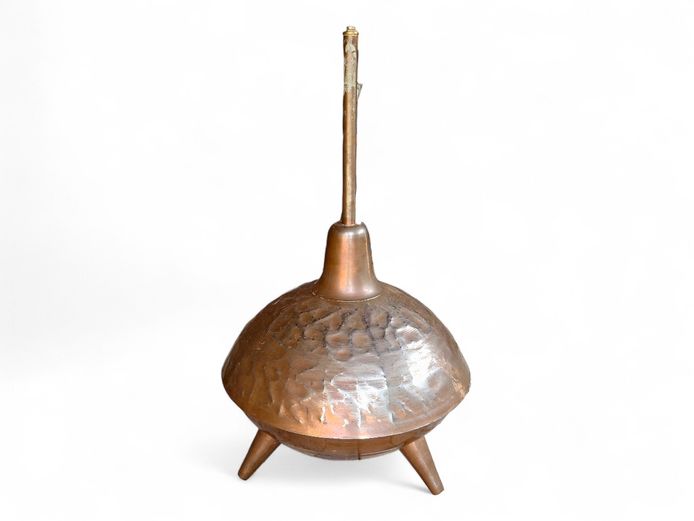 Mid-20th Century Hammered Copper Lamp