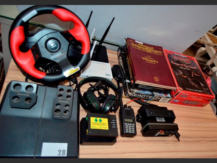 KENWOOD VHF 2-WAY RADIO, LOGITECH GAMING WHEEL, ROUTERS, etc [Untested]