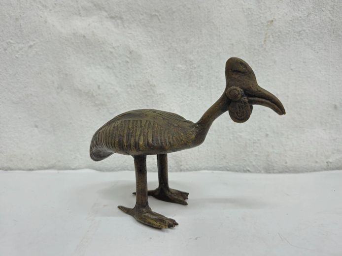 Vintage Cast Brass Hornbill Bird Figurine