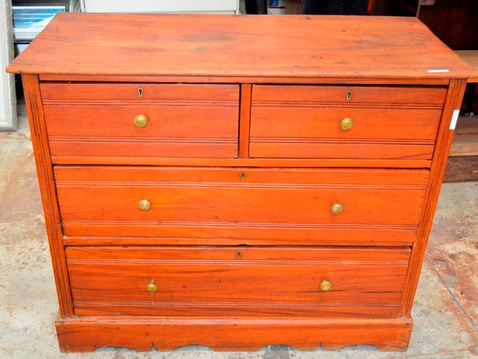 PINE 2-OVER-2 CHEST OF DRAWERS, 99.5 x 46 x 81cm