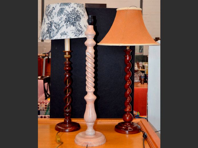 LOT OF 3: BARLEY TWIST TABLE LAMPS, 80cm High, 76cm High & 70cm High
