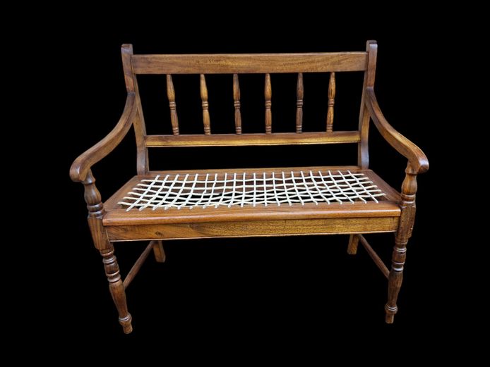 Antique Cape Yellowwood Riempie 2-Seater Bench