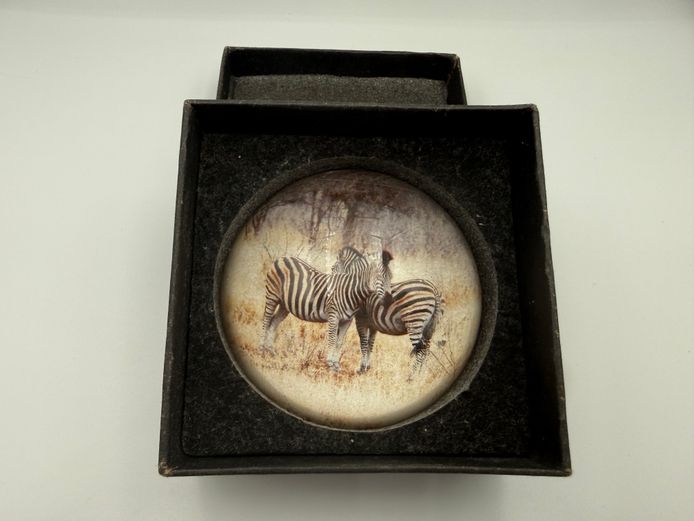 Set of 2 Decorative Wildlife Glass Paperweights – Zebra & Cheetah