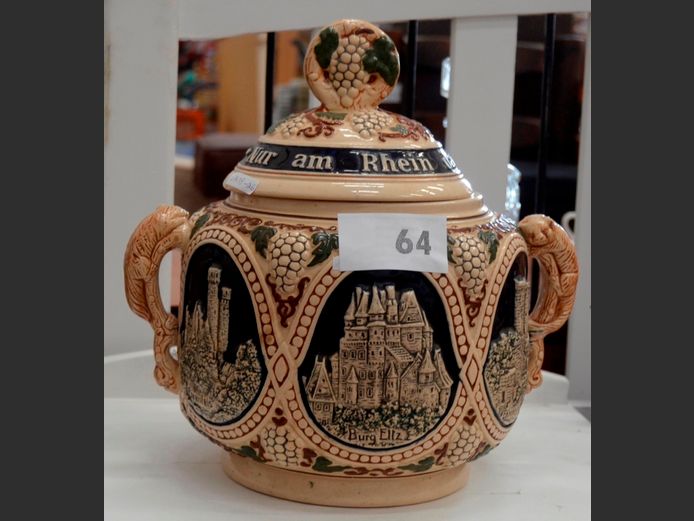 VINTAGE GERZ GERMAN CASTLE LIDDED TUREEN, 33cm Diameter x 32cm High