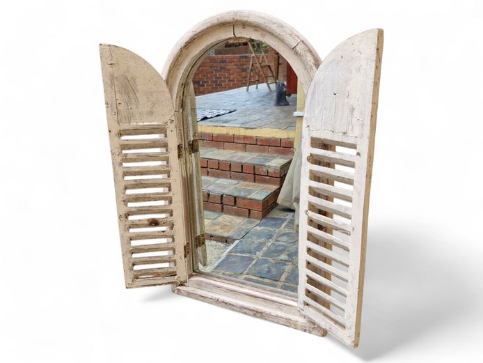 French Country Style Arched Shuttered Window Mirror