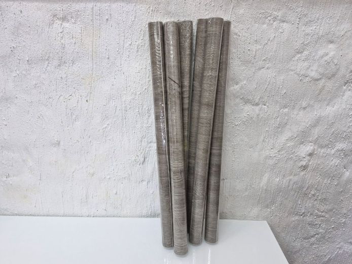 Wood-Grain Vinyl Wallpaper Rolls – Grey Oak Finish