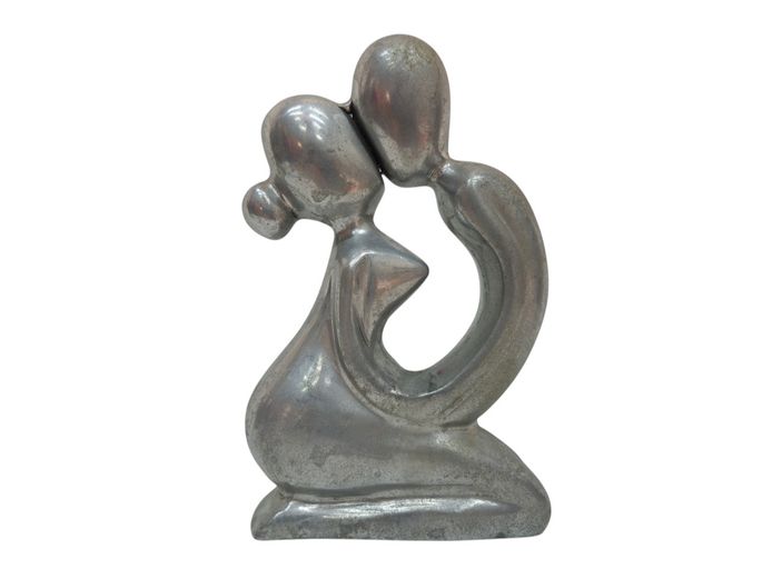 Mid-Century Style Stylized Metal Sculpture of Embracing Couple