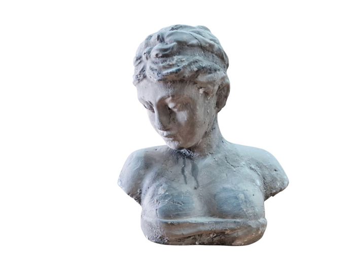 Vintage Stuyle Cement Roman Bust Sculpture