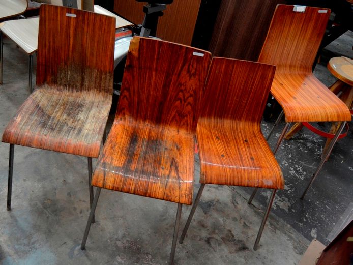 LOT: 3 x DINING CHAIRS & A BAR CHAIR [Damaged]