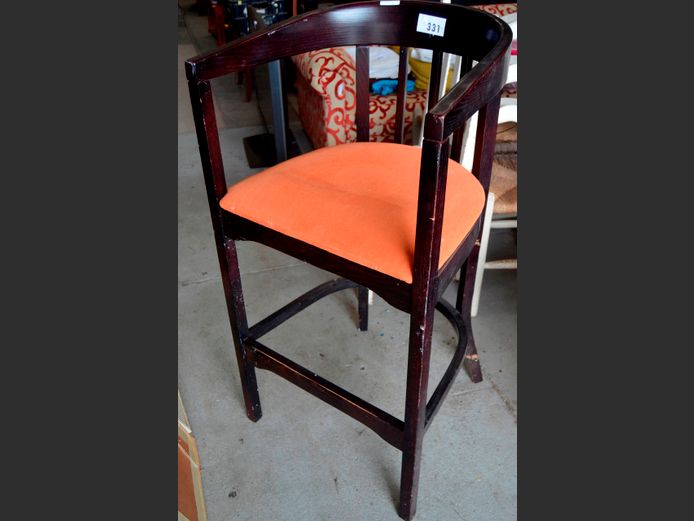 BENTWOOD OAK BAR CHAIR, 76cm High
