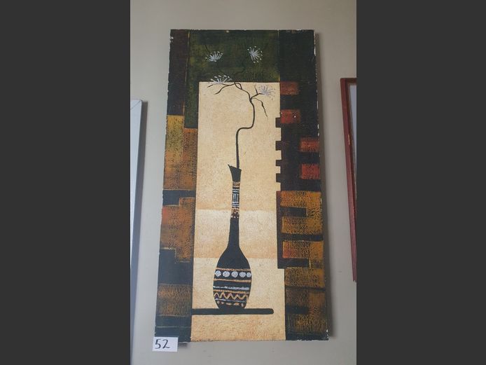 UNFRAMED OIL ON CANVAS "FLOWERS IN VASE", 49.5 x 100cm