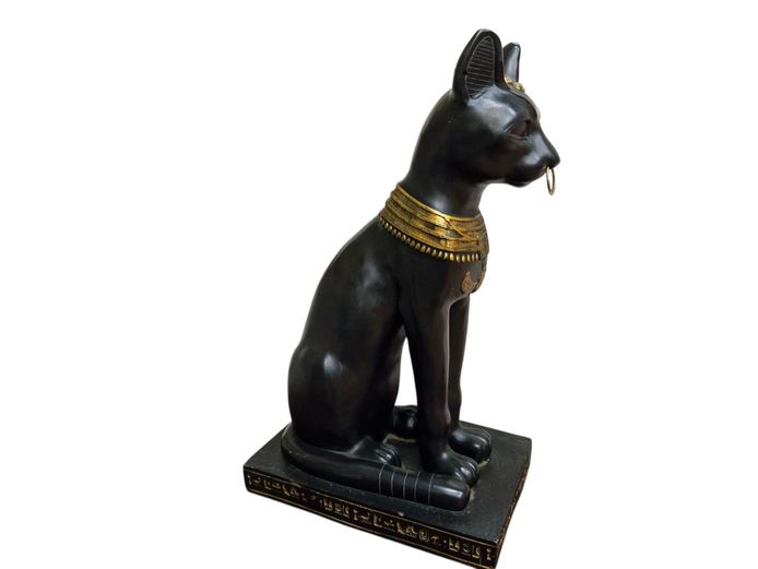 Egyptian Goddess Bastet Black Cat Resin Statue