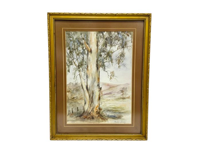 Solitary Eucalyptus – Signed Watercolor by Maria Schirnig