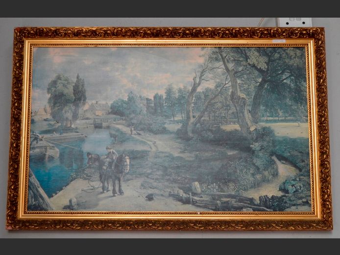 GILT ORNATELY FRAMED PRINT "LANDSCAPE", 97 x 58cm