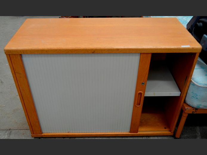 OAK FOIL SINGLE SLIDING DOOR CREDENZA, 105 x 46 x 75cm