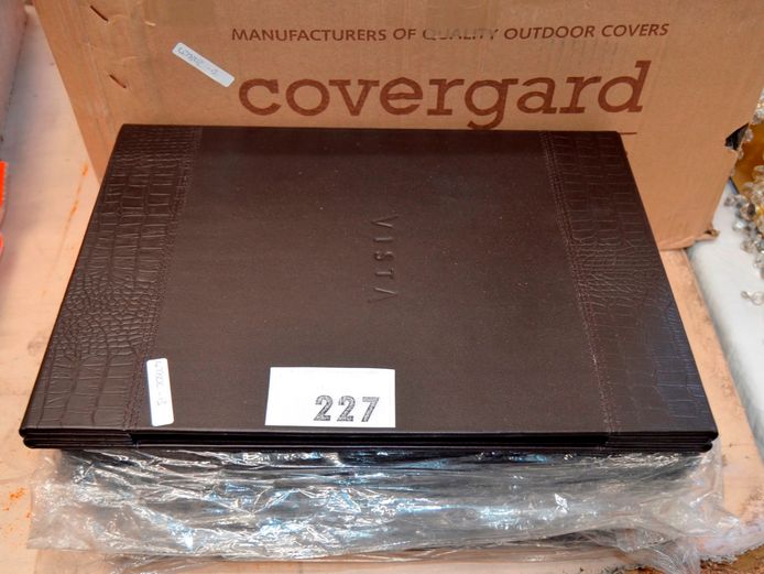 LARGE LOT: BROWN LEATHER BRANDED MENU HOLDERS