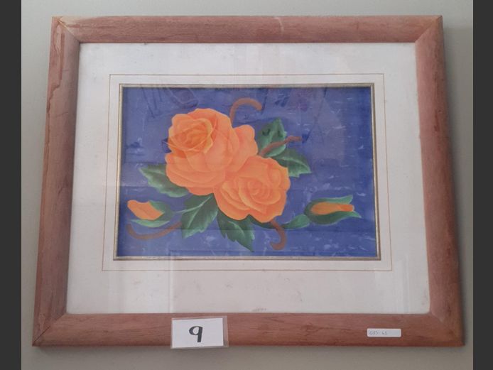 FRAMED WATERCOLOUR "ROSES", 37 x 26cm