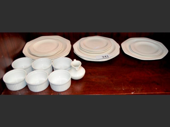 WHITE DINNER PLATES, SIDE PLATES, RAMEKINS, etc