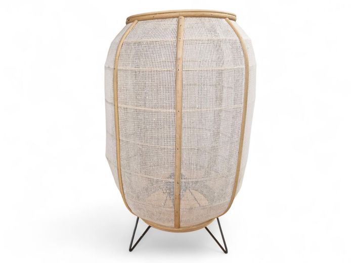 Natural Wood Table Lamp with Hairpin Legs