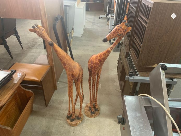 Set of Wooden Carved Giraffes 