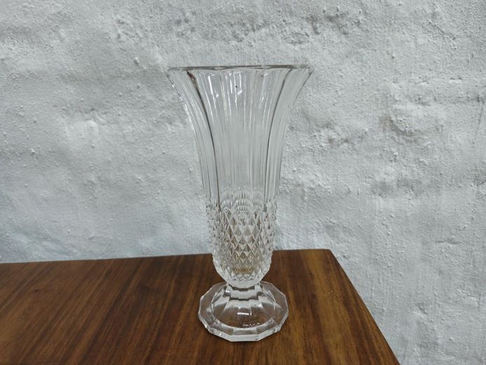Vintage Cut Crystal Fluted Pedestal Vase