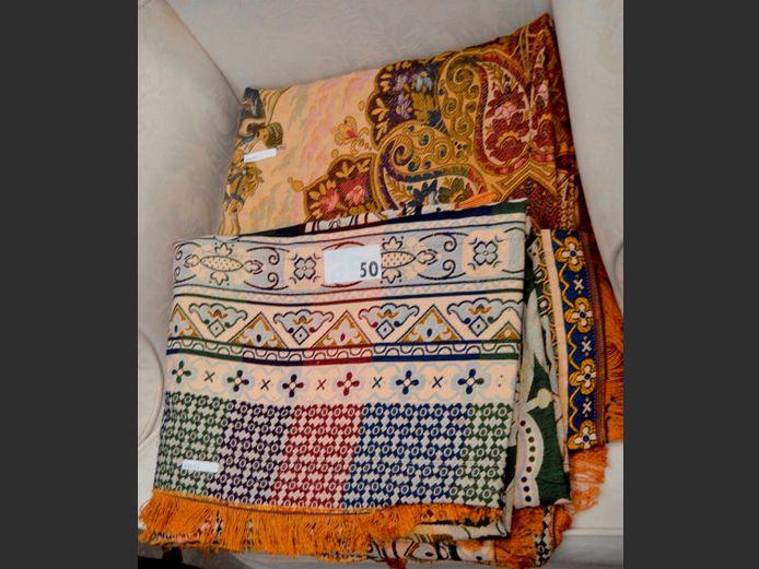 LOT OF 2: ANTIQUE PATTERNED TABLECLOTHS