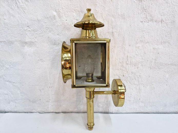 Vintage Polished Brass Marine Style Exterior Carriage Sconce Light