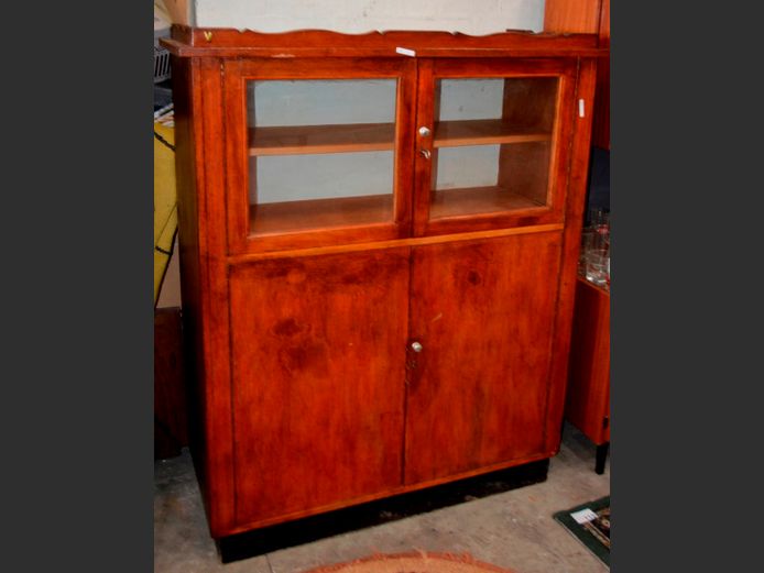 TEAK 4-DOOR DISPLAY CABINET, 112 x 46 x 138cm
