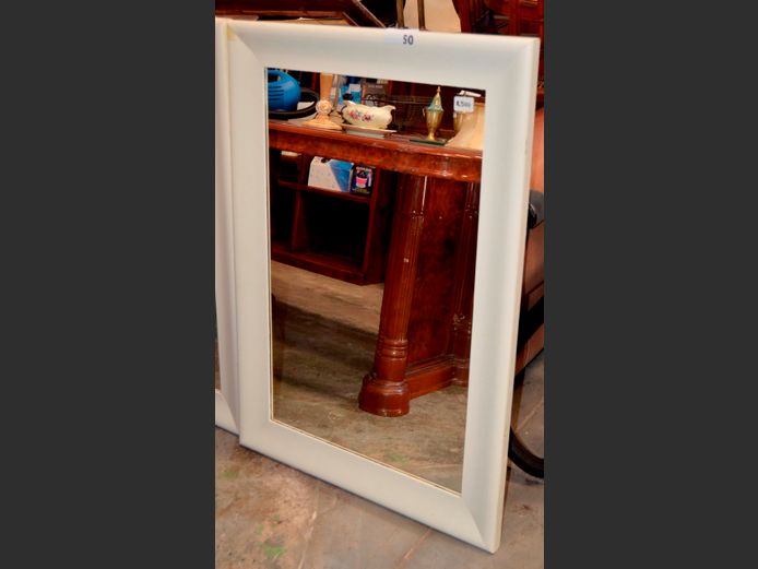 WHITE FRAMED MIRROR, 102 x 72cm