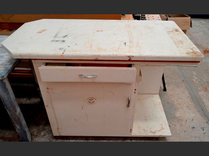 1960's SINGLE DOOR, SINGLE DRAWER KITCHEN CABINET, 120 x 60 x 90cm [Needs attention]