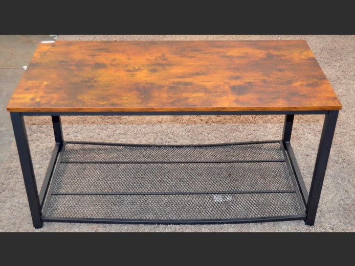 OAK TOP COFFEE TABLE ON METAL FRAME, 100 x 50 x 51cm