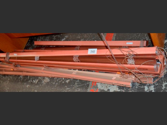 LOT OF 7: BROWN ALUMINIUM BLINDS, 155cm Long