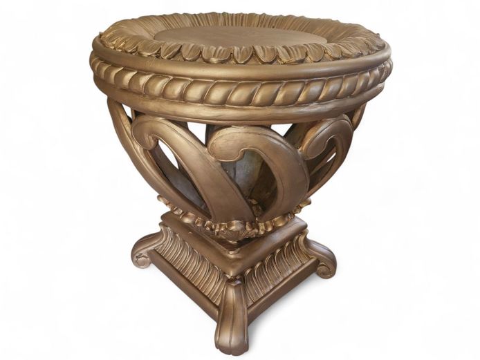 Vintage Bronze Painted Resin Urn Table 