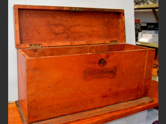 JOHN HARBOUR YELLOWWOOD BIBLE BOX, 47 x 17.5 x 23cm