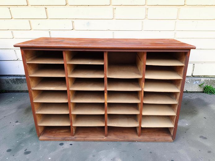Large Vintage Wooden Pigeonhole Cubby Unit