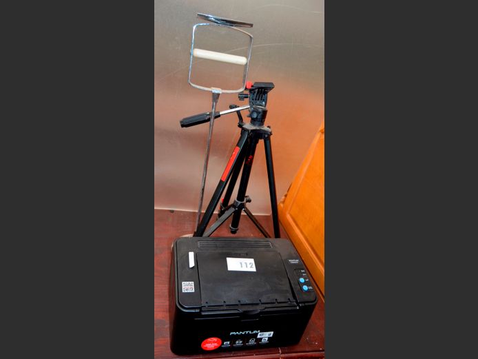 PANTUM P2500W PRINTER [Switches on], KING BEST TRIPOD & A STAINLESS STEEL TOILET PAPER STAND [1,13]