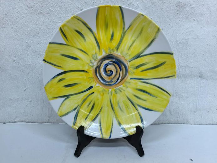 Hand-Painted Sunflower Ceramic Decorative Platter Charger Plate