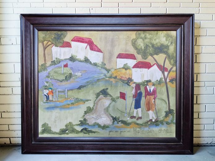 Petro van Graan (SA, 20th Century) - "19th Hole" Mixed Media Oil