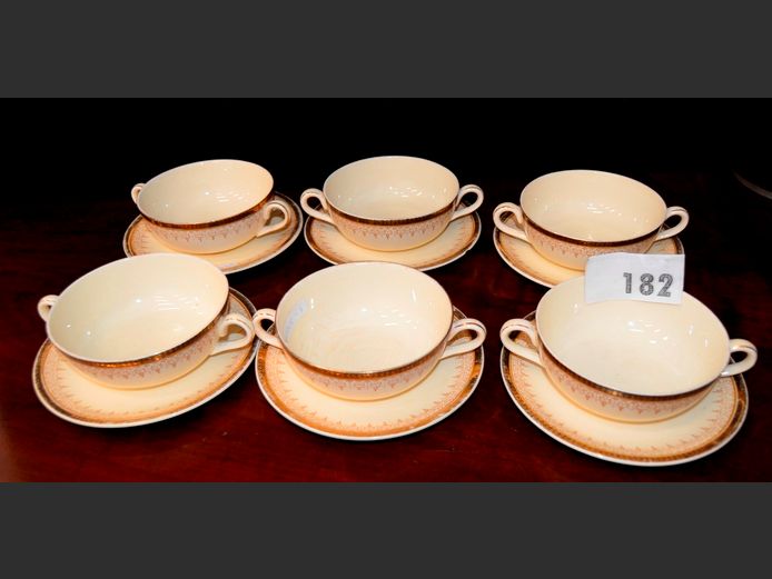 BURLEIGHWARE "BURGESS & LEIGH" 12-PIECE SOUP BOWL & SAUCER SET