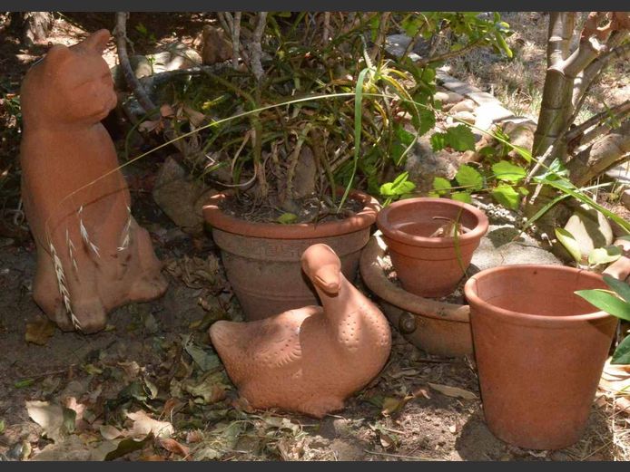 TERRACOTTA PLANTERS, CAT & DUCK