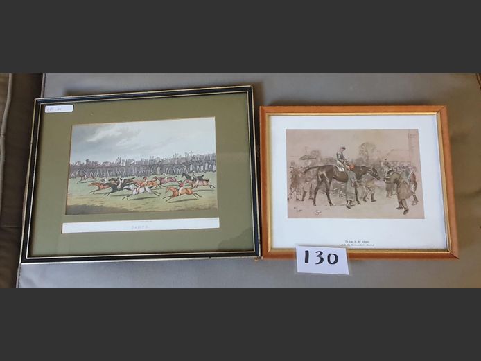 LOT: 2 x FAMED PRINTS "HORSE RACING", 23 x 14cm & 19.5 x 13cm