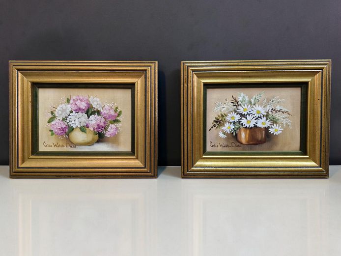 Celia Walsh-Diehl (SA, 1915–1993) Framed Floral Still Lifes - Oils on Board
