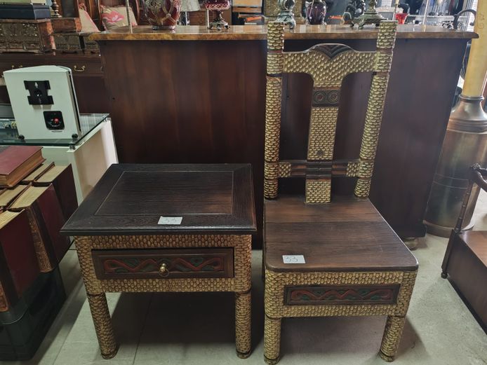 Antique Chair & Side Table Set (STC)