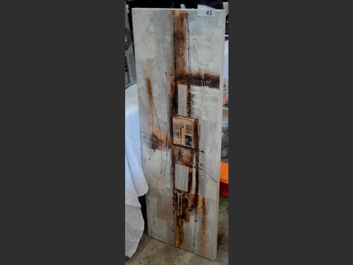 UNFRAMED ABSTRACT MIXED MEDIA, 120 x 40cm