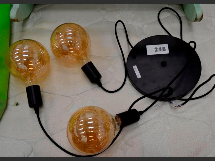 BLACK 3-LIGHT HANGING CEILING LIGHT