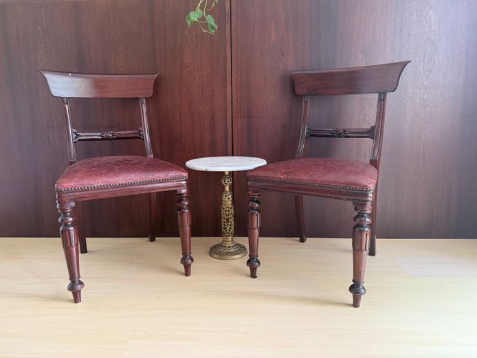 Set of 4 Darkwood Leather Chairs 